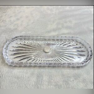 Astral, New Full Lead Crystal, Oval, Cranberry, Celery, Cut Glass 9.5x3.5”